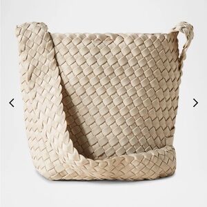 Naghedi Cream Crossbody Bag with Woven Strap and Textured Weave